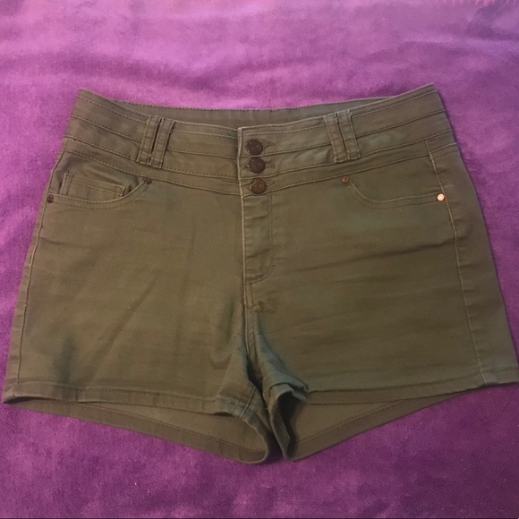 Blue Spice Pants - Blue Spice High Waisted Olive Green Shorts